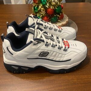 Skechers Sport Men's After Burn Sneaker White/Navy size 12 Wide fit